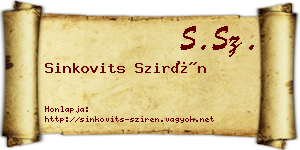 Sinkovits Szirén névjegykártya
